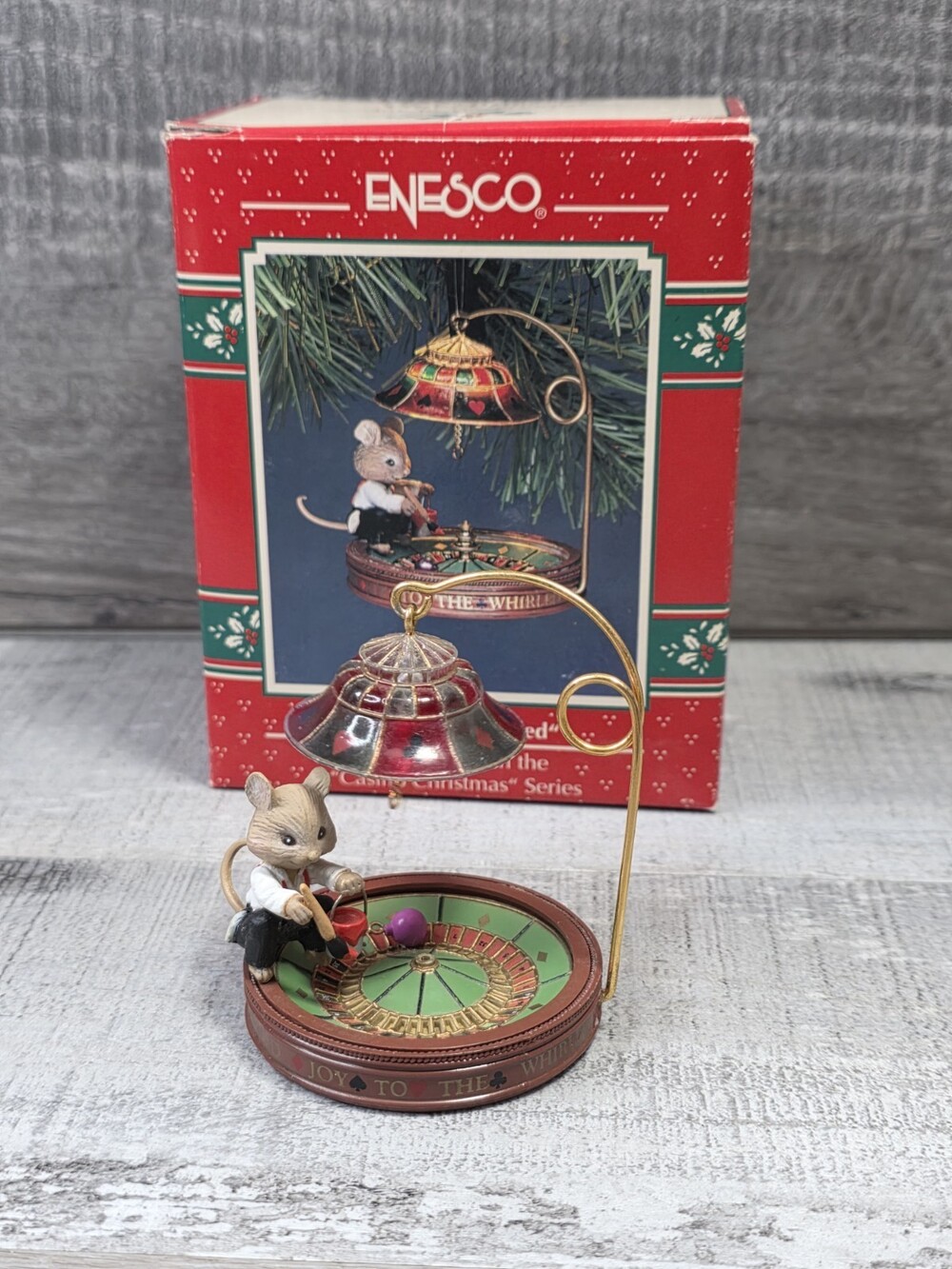 Enesco Keepsake 1992 Joy To The Whirled Roulette Casino Christmas Ornament g44